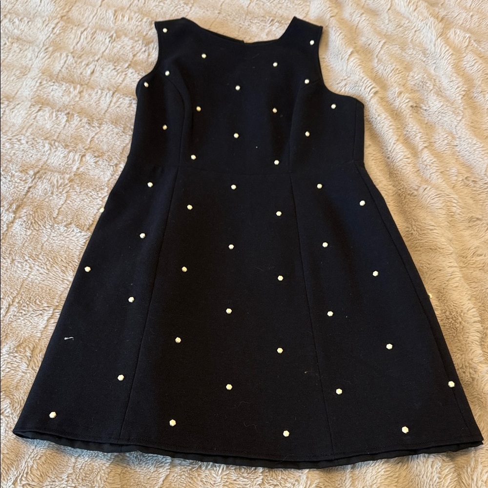 Tibi Black Mini Dress with Cream Dots